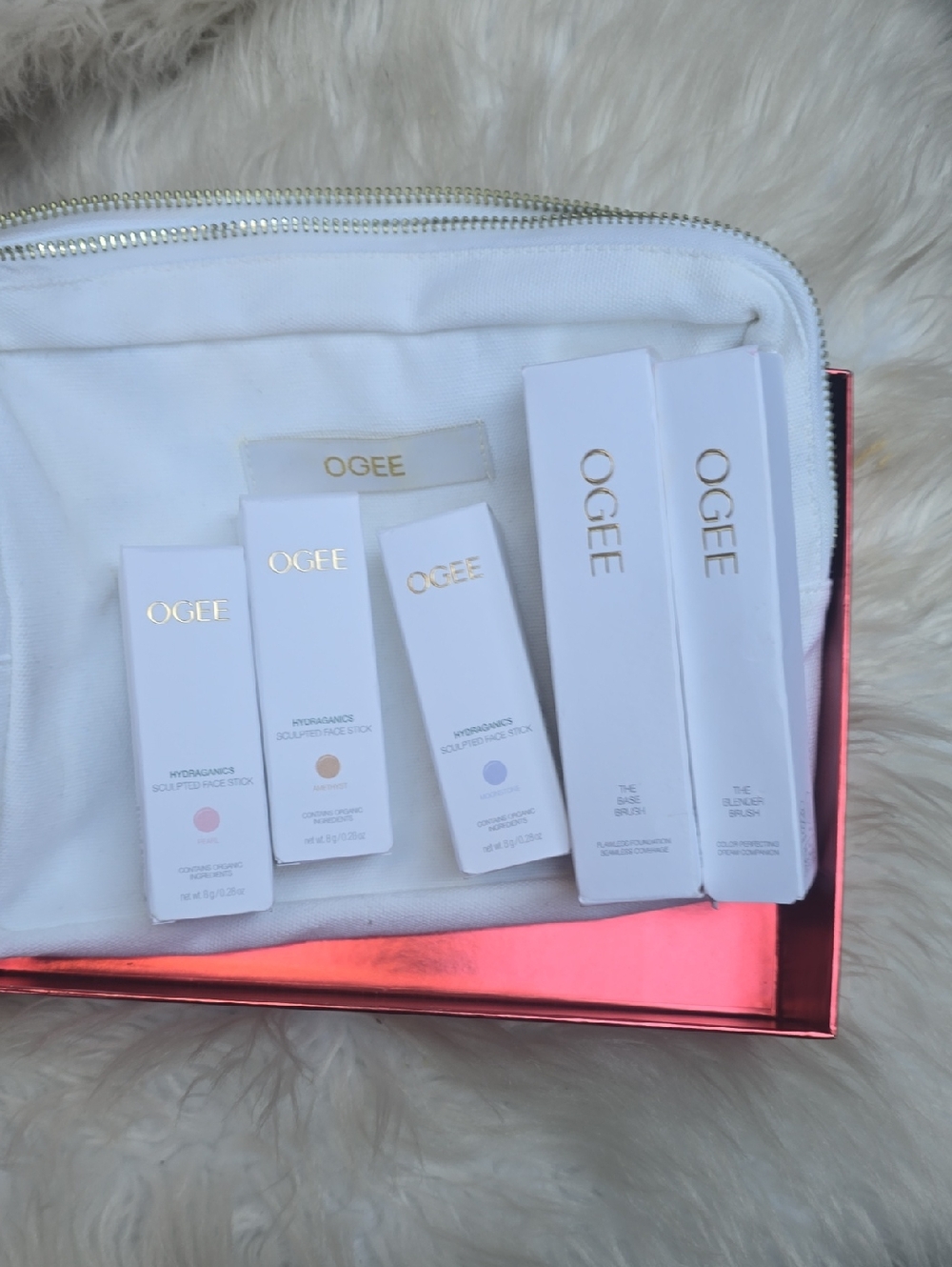 OGEE Simmer All The Way Sculpted Face Stick And Brush Bundle Boxed Makeup Bag